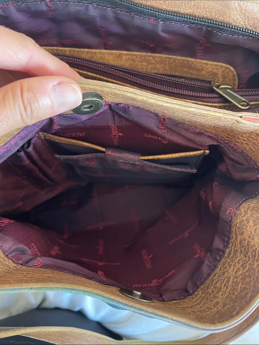 Anuschka Hand-Painted Butterfly & hibiscus floral Leather Shoulder Bag - Picture 12 of 15